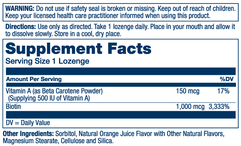 Solaray Biotin 1000mcg 100 Lozenge