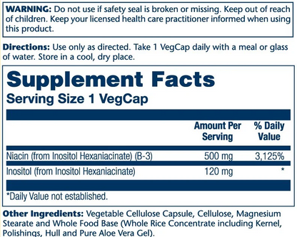 Solaray Niacin, No Flush 500mg 100 Caps