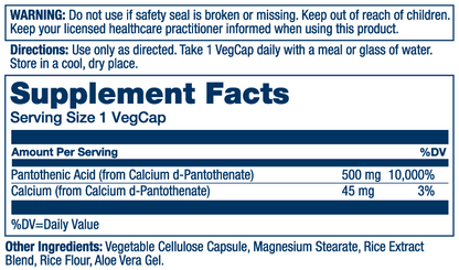 Solaray Pantothenic Acid 500mg 250 Caps