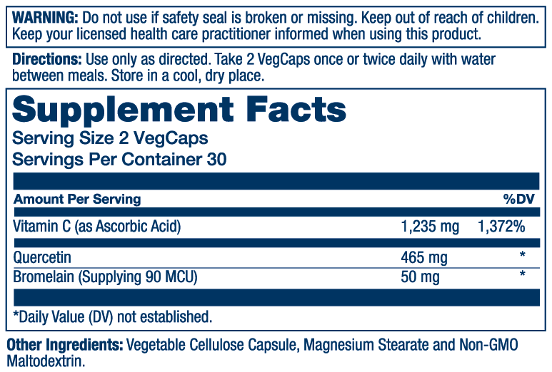 Solaray Qbc Plex | Quercetin & Bromelain + Vitamin C 60 Caps