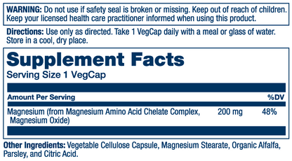 Solaray Magnesium, Amino Acid Chelate 200mg 100 caps