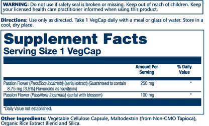 Solaray Passion Flower Aerial Extract 250mg 60 Caps