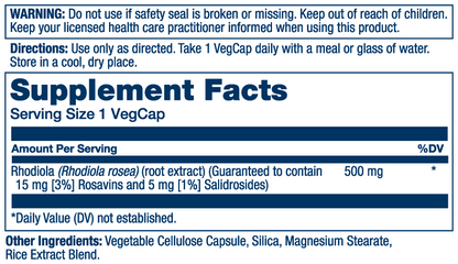 Solaray Super Rhodiola Root Extract 500mg 60 Caps