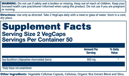 Solaray Sea Buckthorn Berry 600mg 100 Caps