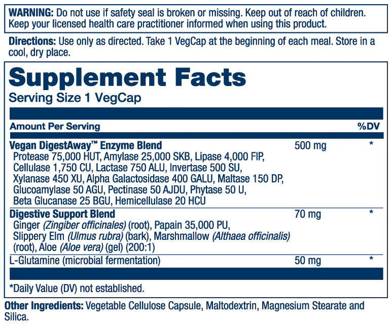 Solaray Vegan Digestaway, Plant Enzyme 60 Caps