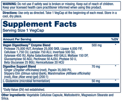 Solaray Vegan Digestaway, Plant Enzyme 60 Caps