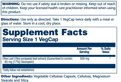 Solaray Olive Leaf Ext Double Strength 500mg 30 Caps