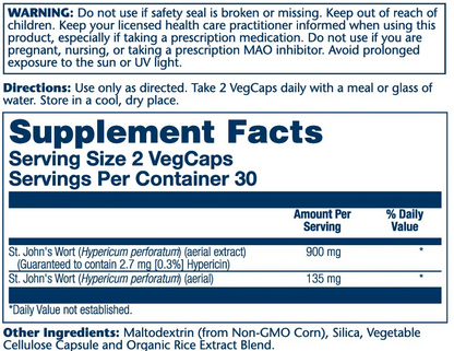 Solaray St. John's Wort Extract 2 Daily, 900mg 60 Caps