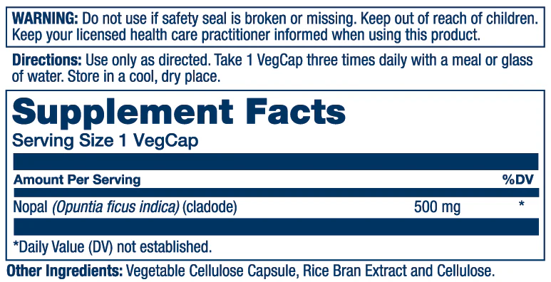 Solaray Nopal, Prickly Pear Cactus 500mg 100 Caps