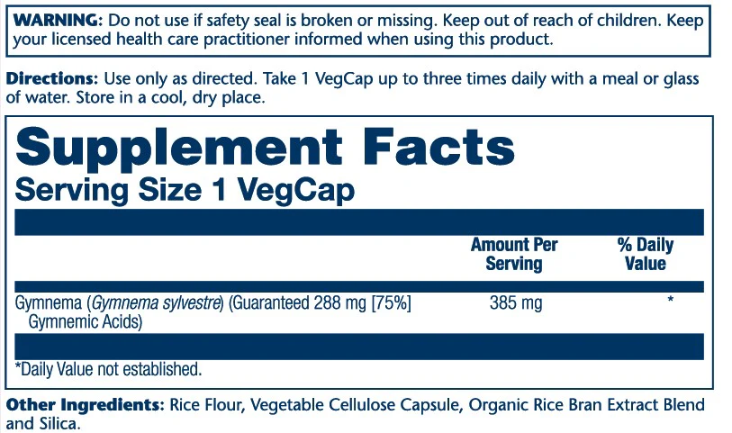 Solaray Gymnema Leaf Extract 385mg 60 Caps