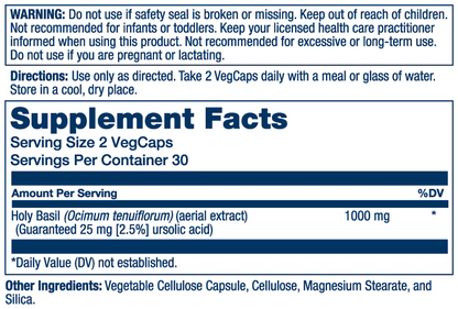 Solaray Holy Basil Aerial Extract 900mg 60 Caps