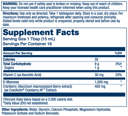 Solaray D-Mannose with Cranactin Cranberry Extract Liquid 236ml