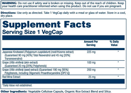 Solaray Triple Strength Resveratrol 225mg 60 Caps