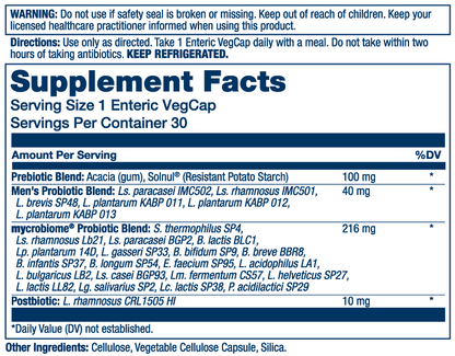Solaray Mycrobiome Complete Probiotic Men's 30 Caps