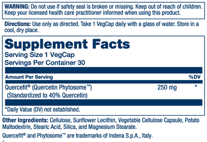 Solaray Pro Sorb Quercetin 20x 250mg 30 Caps