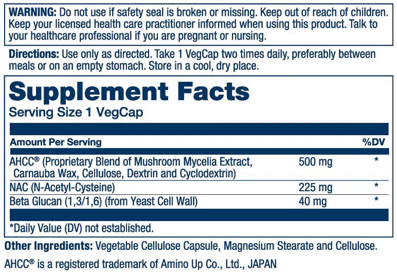 Solaray Ahcc + Nac & Beta Glucan 30 Caps