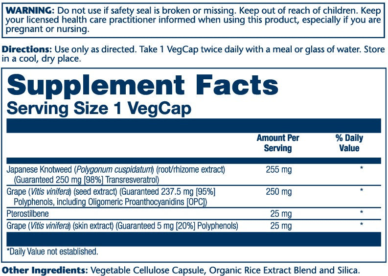 Solaray Super Resveratrol with Pterostilbene, 255mg 30 Caps