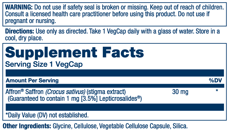 Solaray Affron Saffron Extract 60 Caps