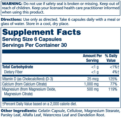 Solaray Calcium & Magnesium Citrate W/ Vitamin D-3, 2:1 Ratio 180 Caps