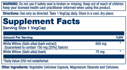 Solaray White Willow Bark Extract 600mg 60 Caps