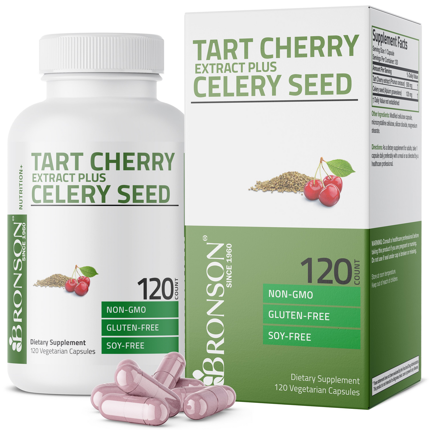 Bronson Vitamins Tart Cherry Extract Plus Celery Seed 60 Caps