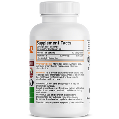 Bronson Vitamins Methyl B12 Fast Dissolve Sublingual - Cherry - 5,000 mcg 60 Lozenges