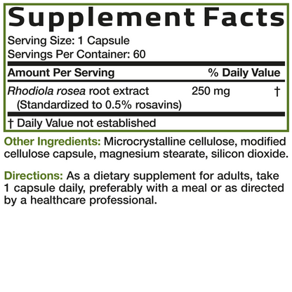 Bronson Vitamins Rhodiola Rosea Root - 1,000 Mg 60 Caps