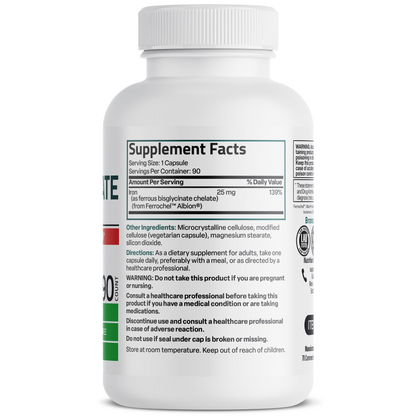 Bronson Vitamins Iron Bisglycinate - 25 Mg 90 Caps