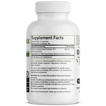 Bronson Vitamins Korean Panax Ginseng - 1,000 Mg 120 Caps