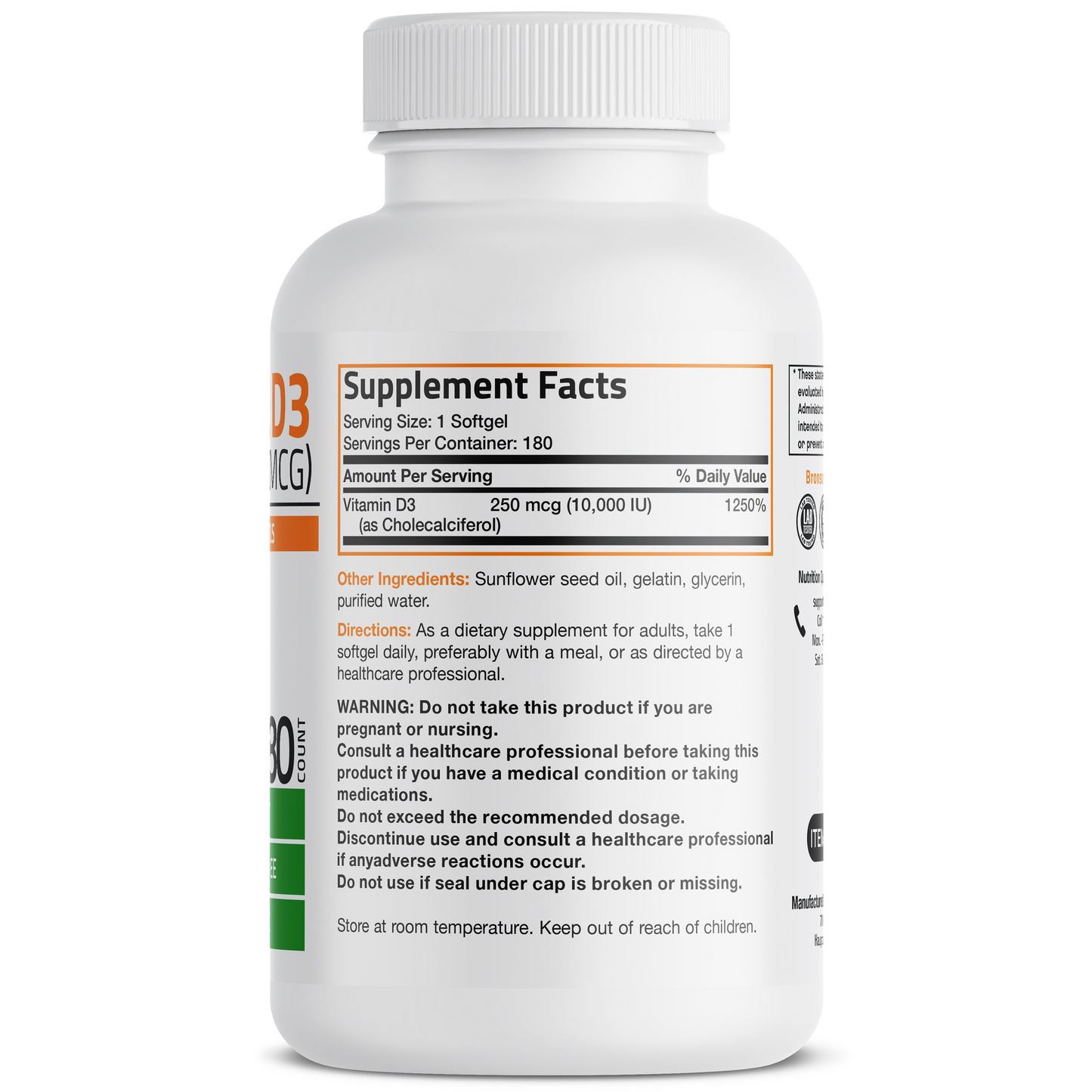 Bronson Vitamins Vitamin D3 - 10,000 Iu 180 Softgels