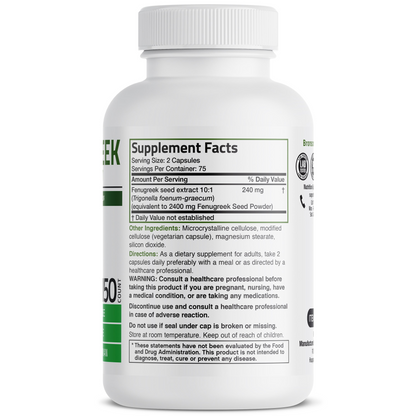 Bronson Vitamins Fenugreek Extra Strength 2400 Mg 150 Caps