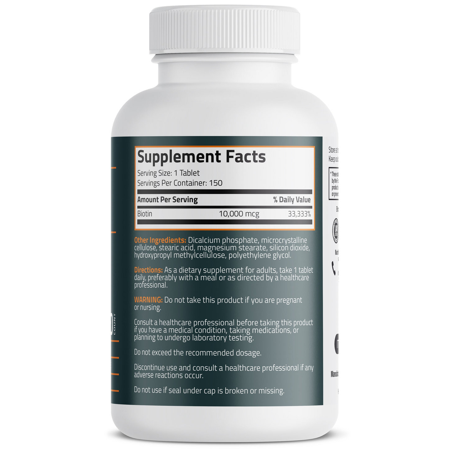 Bronson Vitamins Biotin 10,000 Mcg 150 Tabs