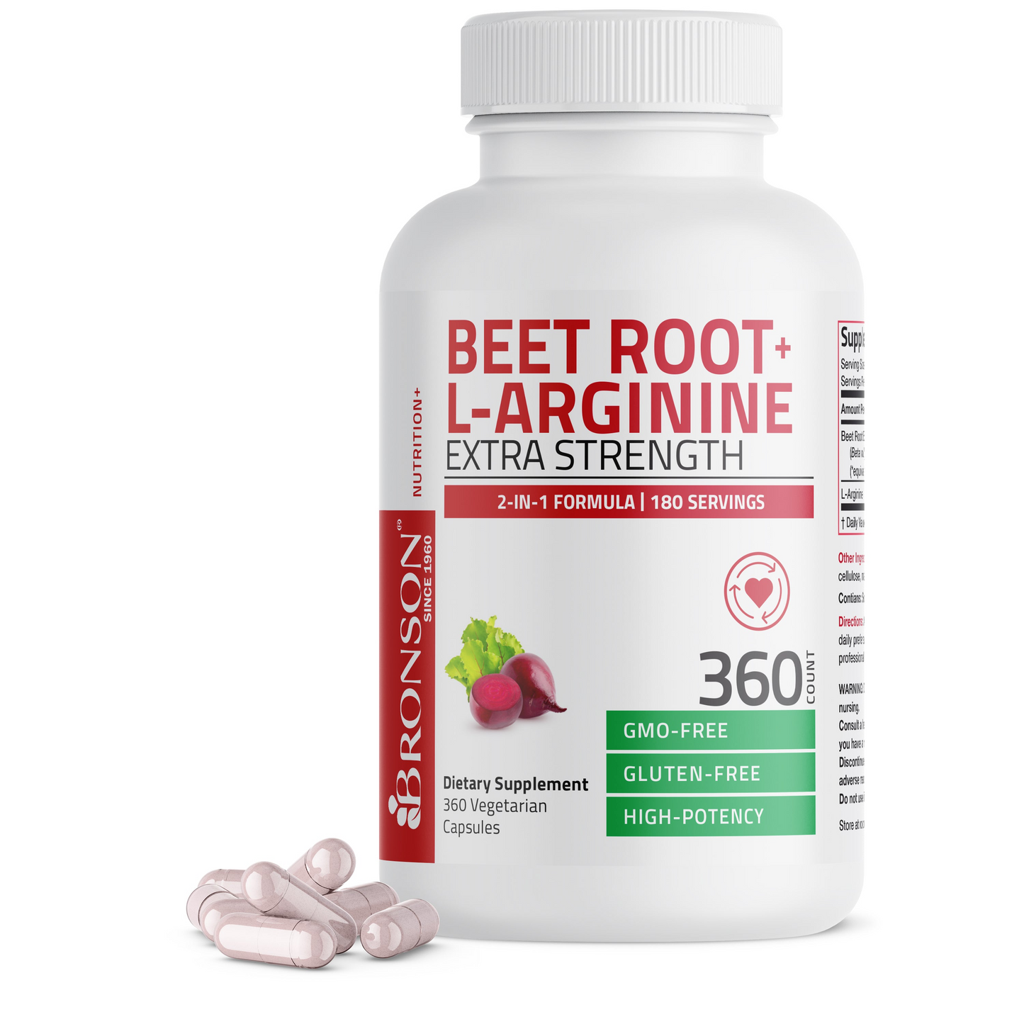 Bronson Vitamins Beet Root + L-Arginine 60 Caps