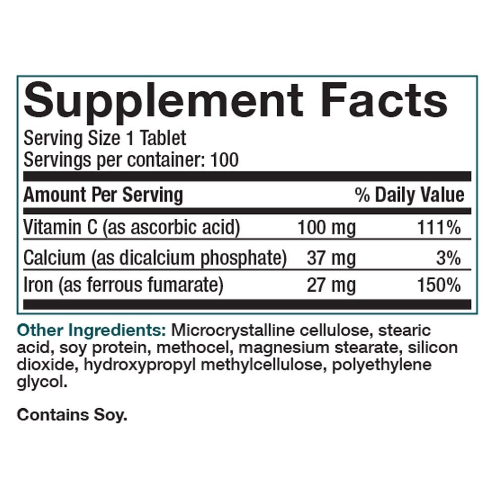 Bronson Vitamins Iron with Vitamin C Sustained Release 100 Caps