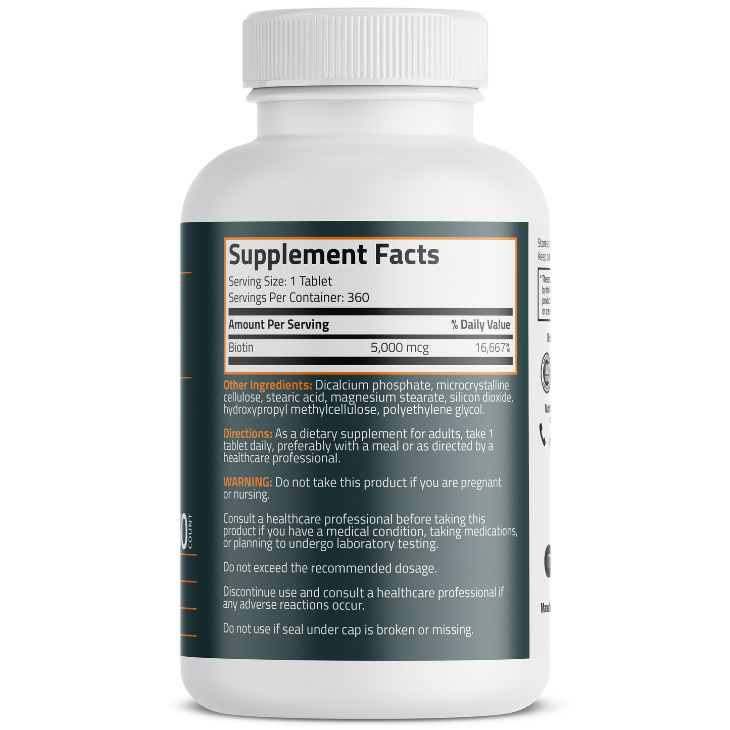 Bronson Vitamins Biotin 5,000 Mcg, 360 Tablets