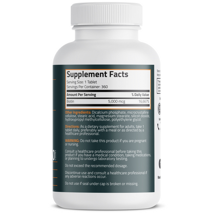 Bronson Vitamins Biotin 5,000 Mcg, 360 Tablets