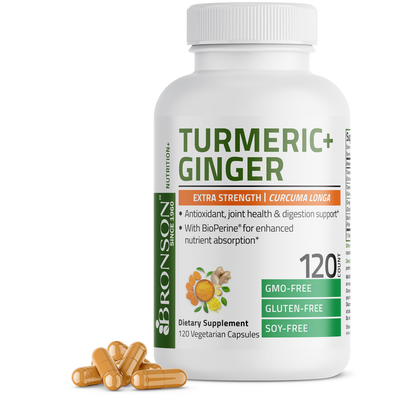Bronson Vitamins Turmeric + Ginger 1950 Mg 60 Caps