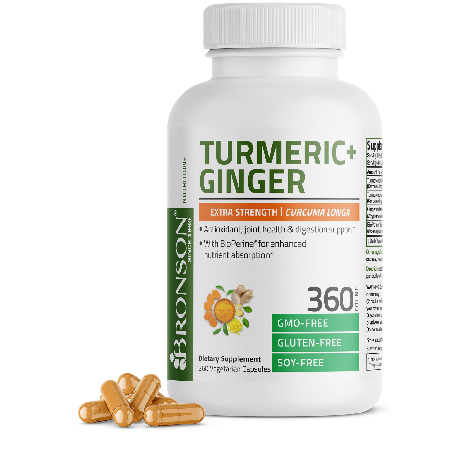 Bronson Vitamins Turmeric + Ginger 1950 Mg 60 Caps
