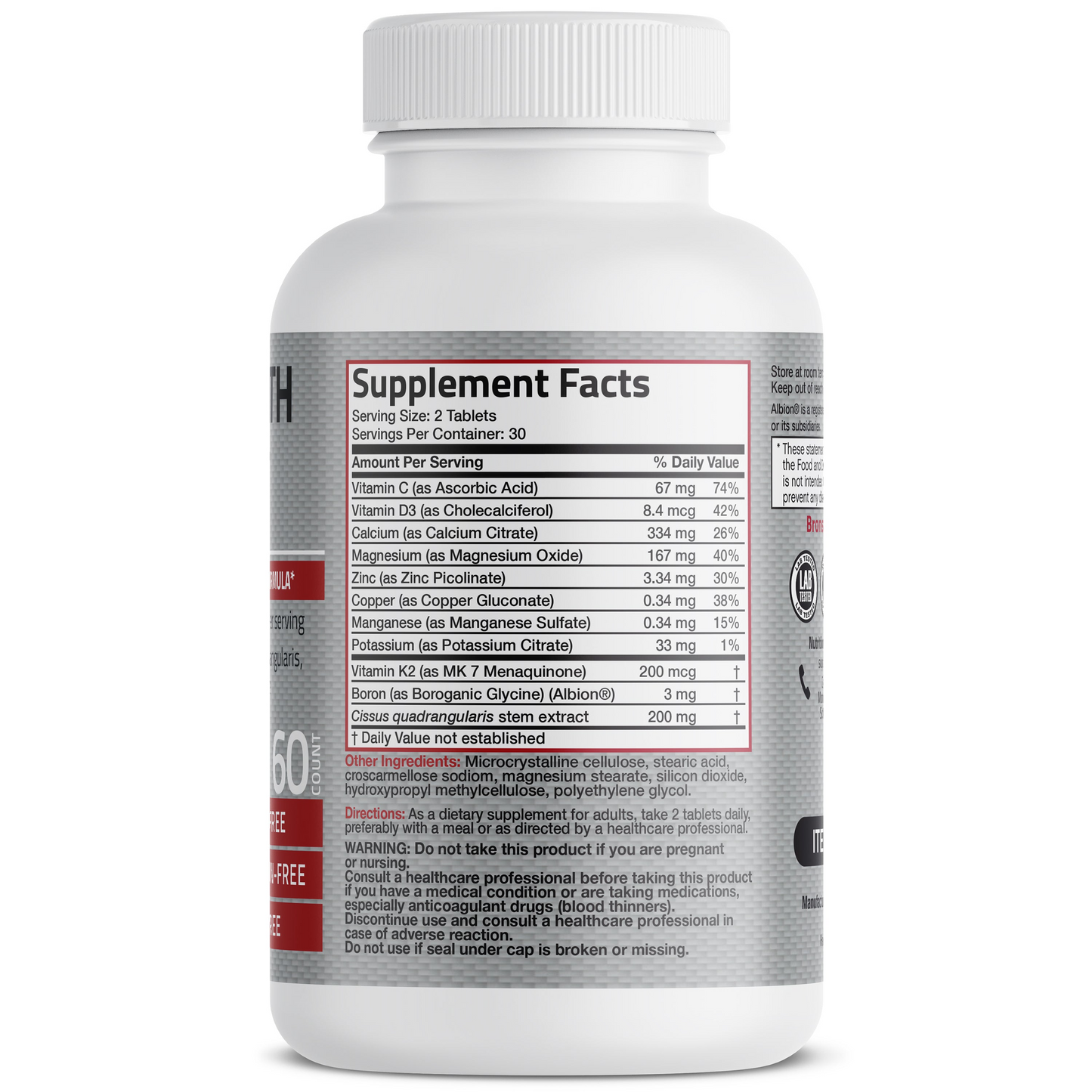 Bronson Vitamins Bone Health & Strength Complex Formula 60 Caps