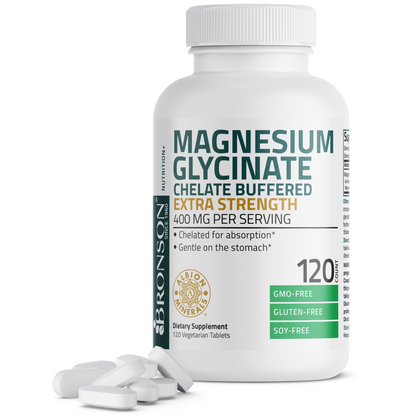 Bronson Vitamins Magnesium Glycinate Extra Strength 60 Tabs