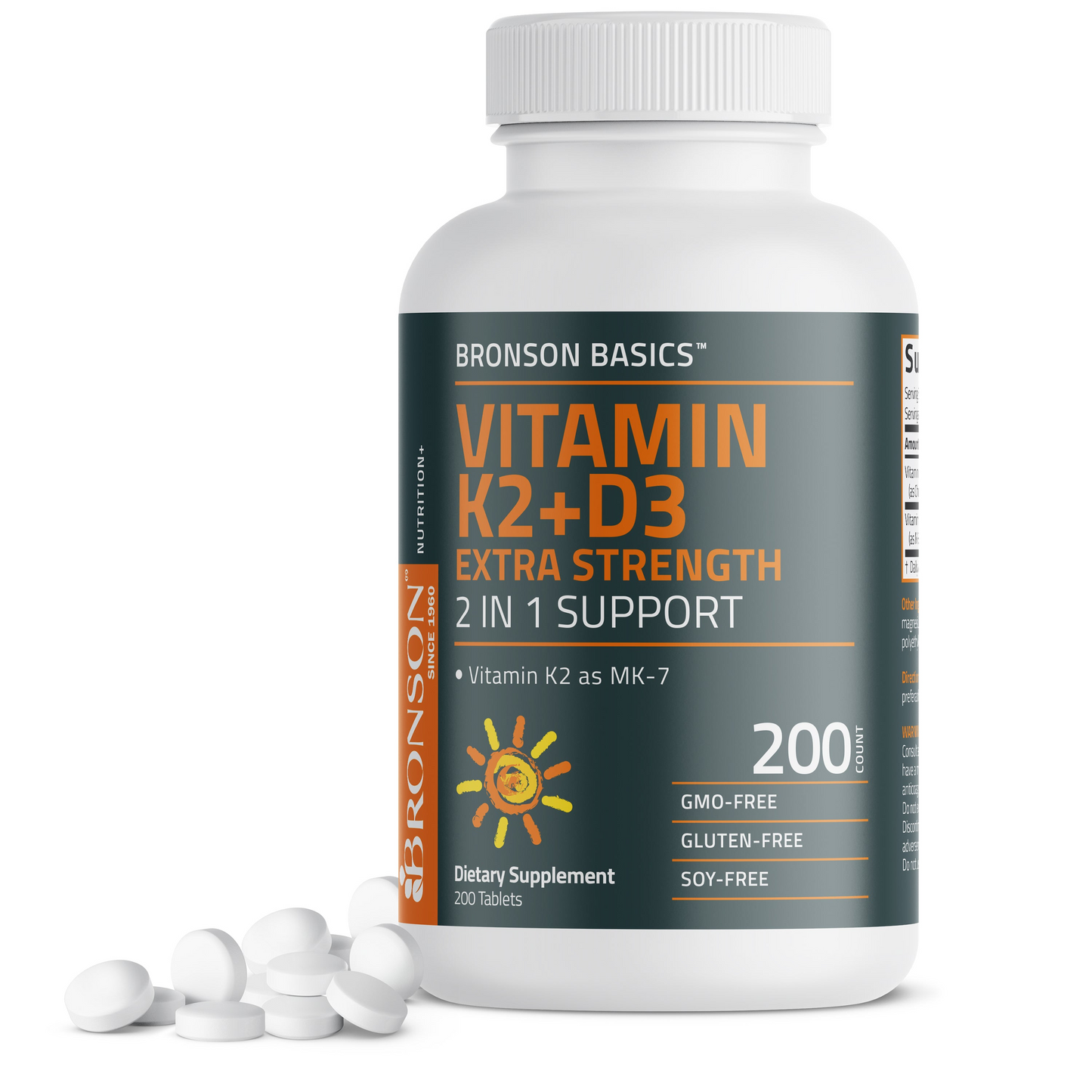 Bronson Vitamins Vitamin K2 Mk-7 Plus Vitamin D3 10,000 Iu Extra Strength 120 Tablets