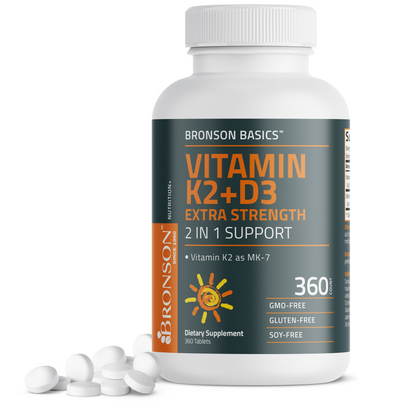 Bronson Vitamins Vitamin K2 Mk-7 Plus Vitamin D3 10,000 Iu Extra Strength 120 Tablets
