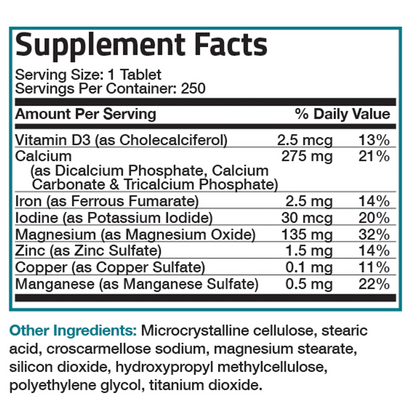 Bronson Vitamins Calcium with Minerals and Vitamin D - 250 Tablets