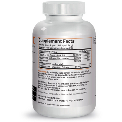Bronson Vitamins Vitamin C Powder with Calcium, Magnesium, Potassium - 1 Lb (454g)