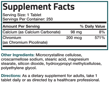 Bronson Vitamins Chromium Picolinate - 200 Mcg 250 Tabs