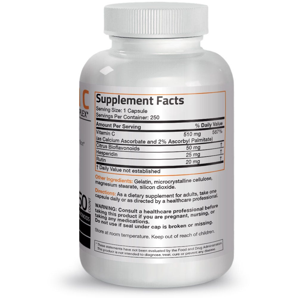 Bronson Vitamins Vitamin C Complex with Citrus Bioflavonoids - 50 Mg - 250 Capsules