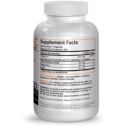 Bronson Vitamins Vitamin C Complex with Citrus Bioflavonoids - 50 Mg - 250 Capsules