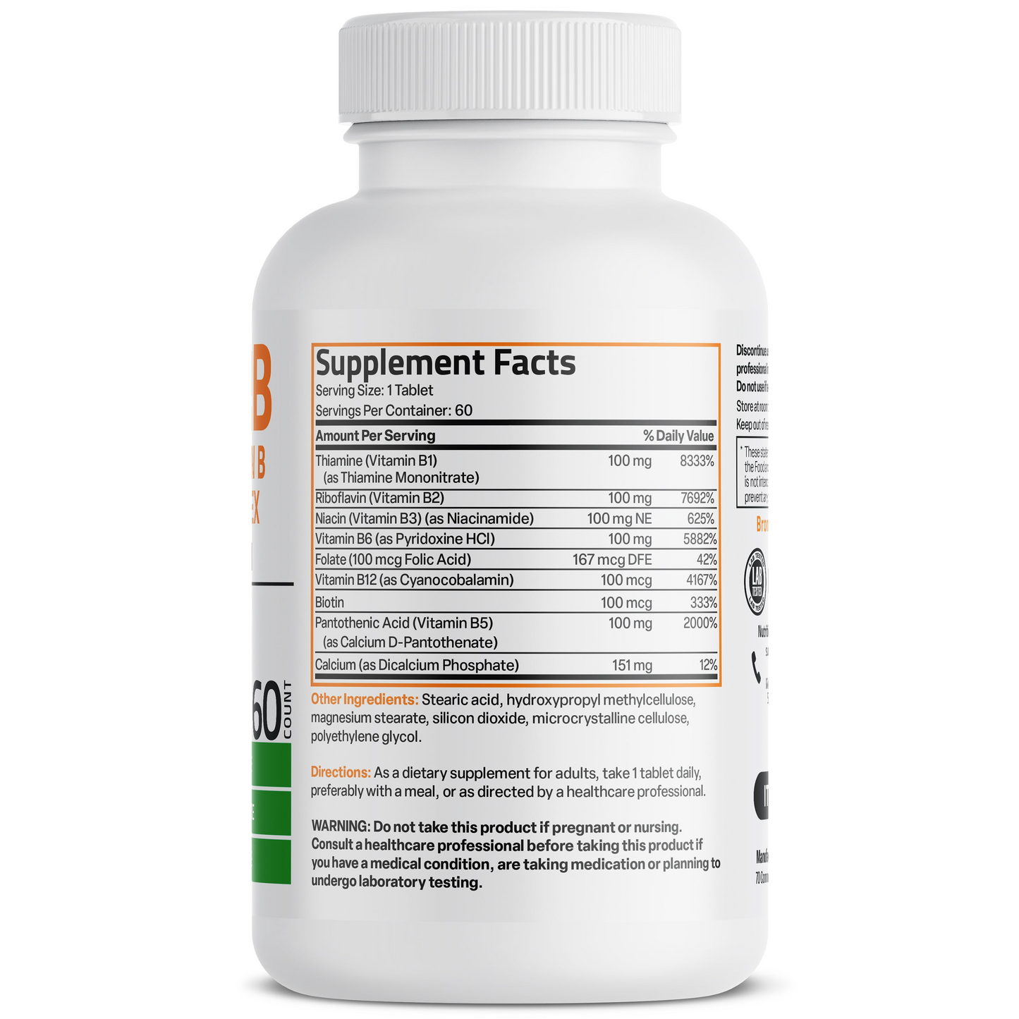 Bronson Vitamins Super Vitamin B 100 Complex Sustained Release 60 Tabs