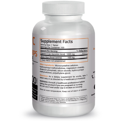 Bronson Vitamins Vitamin C Ascorbic Acid Sustained Release with Rose Hips - 1,000 Mg 100 Tabs