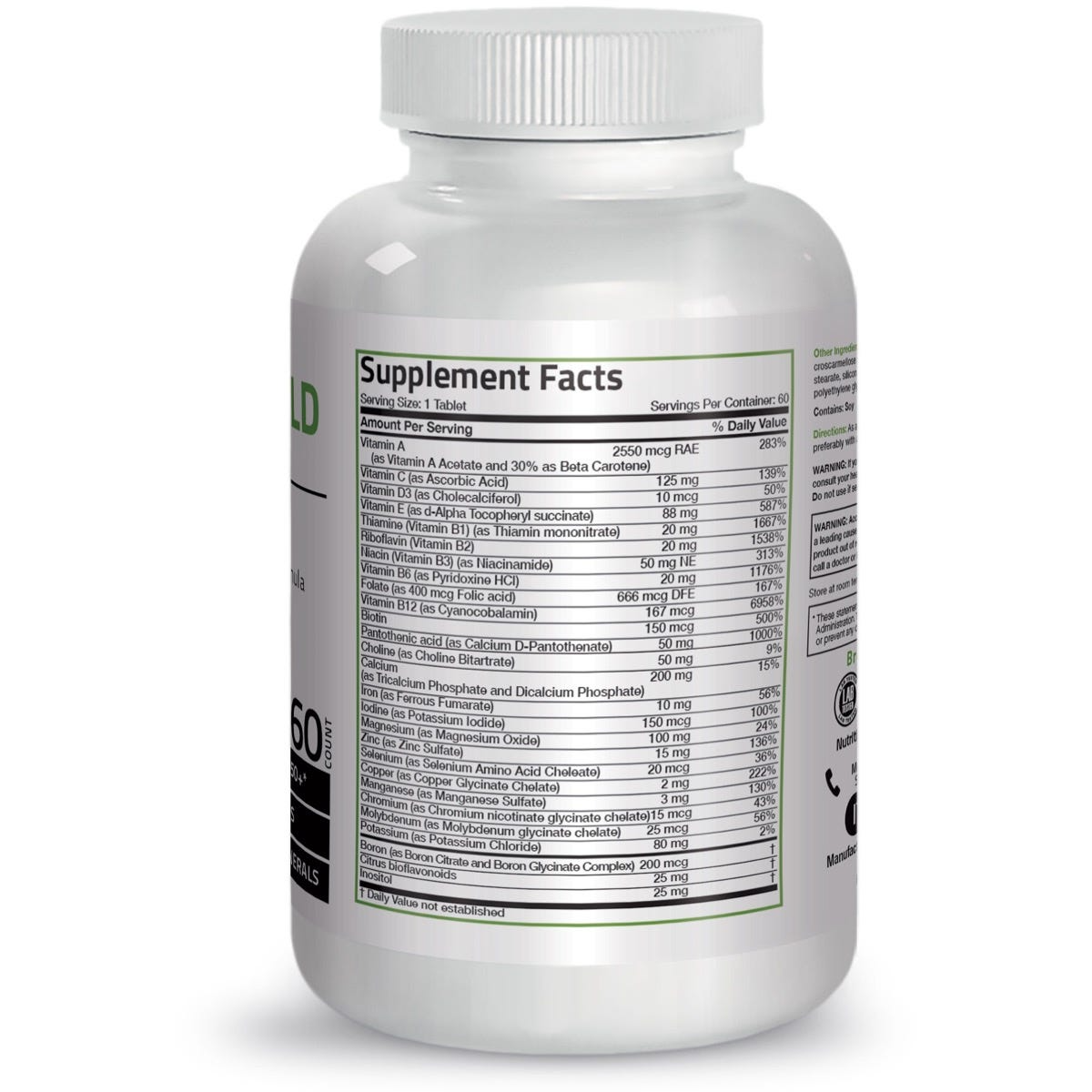 Bronson Vitamins Advanced Mature Gold Once Daily Multivitamin for Adults Over 50 60 Tabs